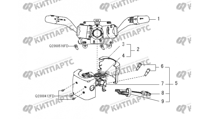 Комплект подрулевых переключателей, замок зажигания Great Wall